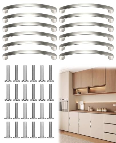 Donvuka 12 Stück Schranktürgriffe mit 24 Schrauben, Möbelgriffe Silber 128mm Lochabstand, Aluminium Schubladengriffe Türgriffe Küche, für Küchen Schubladen Schrank