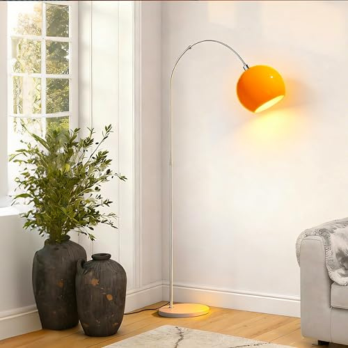 LOZNDA Arc Floor Lamp, Mid Century Orange Arch Standing Lamps Sunset Retro Arched Floor Lamp Curved for Bedroom Living Room