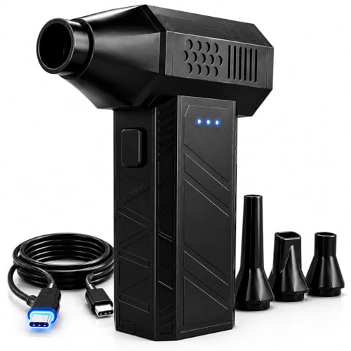 ALTORA Electric Air Duster, 110,000 RPM Cordless Compressed Air Cleaner, Brushless Motor, USB-C Rechargeable Air Blower with 4 Nozzles for PC, Keyboard, Car Detailing, Home & Electronics