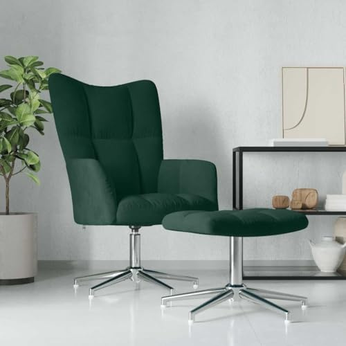Generisch Relaxsessel mit Hocker Dunkelgrün Samt,Möbel,Stühle,Sessel,14.05KG,328130