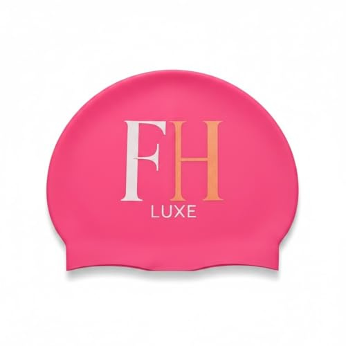 FH Luxe vuxen silikon badmössa för kort hår – anti-slip, snag-free, vattentålig badhatt, en storlek, flera färger, unisex för män och kvinnor, 55 g (rosa)