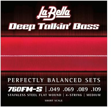 La Bella 760FM-S Deep Talkin' Stainless Steel Flat Wound - Medium, Bass Guitar String 49-109