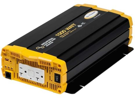 Go Power 1000 Watt Industrial Pure Sine Wave Inverter, 12V to 120V AC, Dual GFCI Outlets, PowerSave Mode, Overload Protection, Low-Profile Design, Ideal for Electronic Equipment & Backup Power