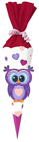 Ursus 9860008 - Schultüte Bastelset Mini, Eule, sechseckig, Höhe ca. 41 cm, Duchmesser ca. 15 cm, inklusive Bastelanleitung und Vorlagebogen, zum Selbstbasteln, ideal für die Einschuluung, Mittel