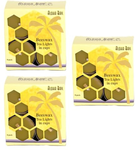 Pure Beeswax Tealight Candles | 24 Count | 5- Hour Extended Burn Time | Perfect for Meditation, Purification, Fragrance, Home Deco | Chemical Free | Premium Quality | Aloha Bay