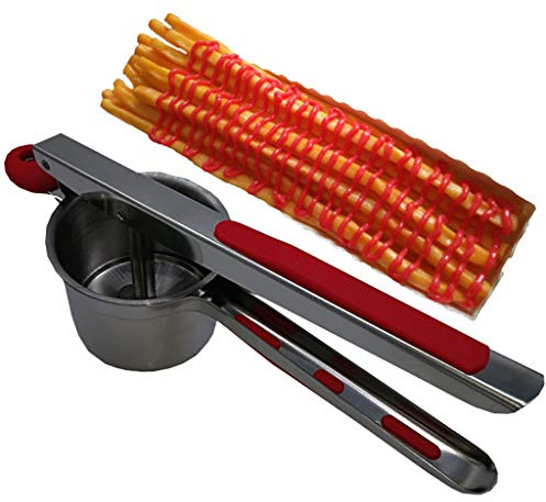 Flashing Lights Pommes Frites Presse 30cm Super Lange Kartoffelstreifen Presse Extruder Quetscher Maschine Quadrat Loch Edelstahl Home KüChe