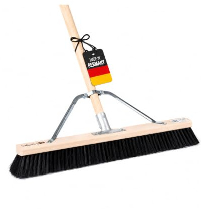 Profi Saalbesen 60cm mit Stiel 160cm weiche Kunsthaar Borsten Besen Stabi | Spezieller Stielstabilisator/Zusatzhalterung, Besenstiel Ø28mm, Weiche Feine Kunsthaar-Poly-Borsten