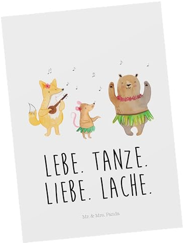 Mr. & Mrs. Panda Postkarte Waldtiere Aloha - Geschenk, Tanzen, Hase, Musik, Ansichtskarte, Wald, Grußkarte, Igel, Postkarten, Lustige Sprüche, Ansichtskarten, bildkarte