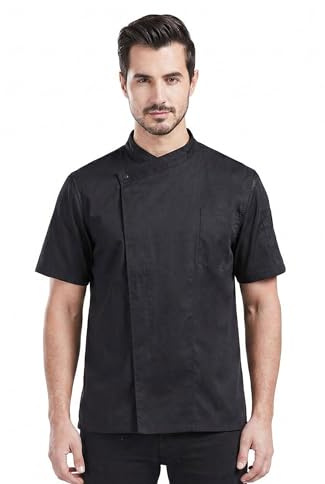 Nanxson Herren Kochjacke Arbeitsjacke Bäckerjacke Kurzarm Atmungsaktiv Küche Uniform Arbeitskleidung CFM0066