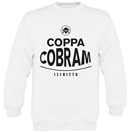 Felpa Girocollo Bambino Ragazzo Basic Top qualità Top vestibilità - Coppa Cobram - novità Fashion Divertenti Humor Made in Italy (Bianco, 7-8 Anni)