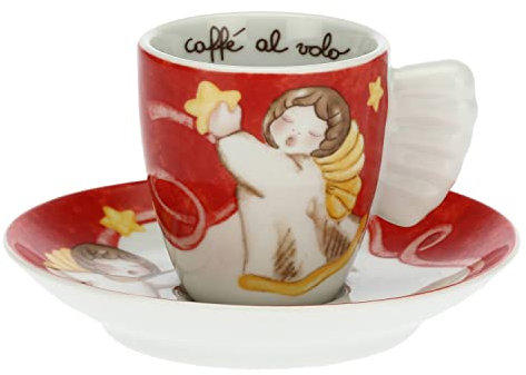 THUN - Tazzina da Caffà Sweet Christmas, Limited Edition 2021 - Linea Sweet Christmas - Cucina, caffè al Volo - Porcellana - Tazzina Ø 6,5 cm; 5,5 cm h; 110 ml; Piattino Ø 11,5 cm