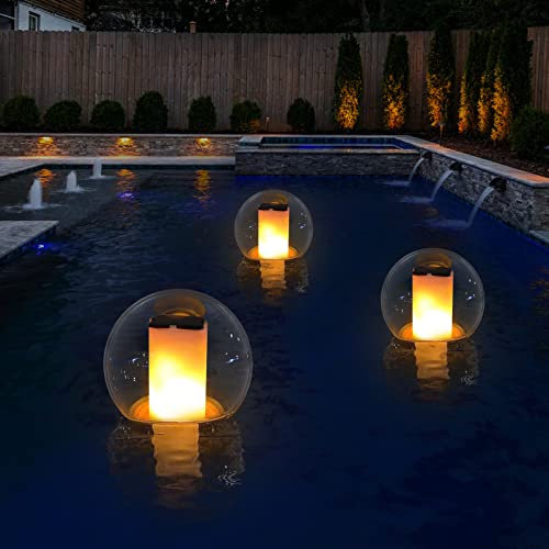 VISOFO Luces solares flotantes para piscina, impermeables, para exteriores, farolillos parpadeantes, decoración de paisaje, bolas luminosas para piscina, spa, dormitorio, decoración nocturna (1