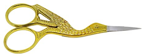 Stickschere im Storchen Retro Design - Nähschere im Vintage Style - Nähen, Stricken, Nähen, Handarbeiten, Schere (Gelb)