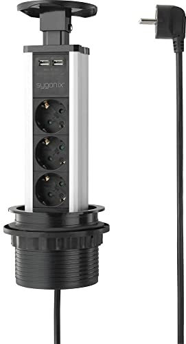 sygonix SY-4737794 torre per presa elettrica Nero, Argento Contatto di protezione 1 St.