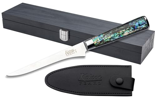 Katana Saya Pearl 15 cm Ausbeinmesser – VG-10-Damaststahl mit hohem Kohlenstoffgehalt für extreme Robustheit und Schärfe – Acrylgriff mit Abalone-Muster