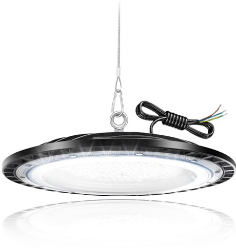 100W Werkstattlampe LED Hallenbeleuchtung UFO Industrielampe IP66 Wasserdicht Werkstattleuchte Hallen Strahler im Innen-und Außenbereich 6500K LED High Bay Licht für Garagenlampe Lagerhaus Fabriken