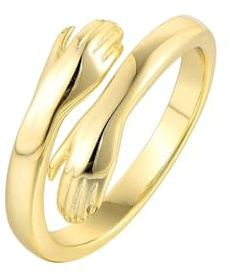 Gold Umarmender Ring | 925 Sterling Silber | Offener Vergoldet Hug Ring | Verstellbarer Umarmungsring | Geschenkidee