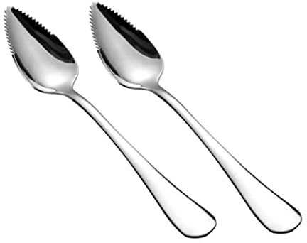 Serrated Grapefruit Spoon, Stainless Steel Grapefruit Spoon, Grapefruit Spoons Silver Stainless Steel Half Serrated Fruit Dessert Cutter Spoons 2pcs Grapefruit Spoons Silver Half Serrated Spoon
