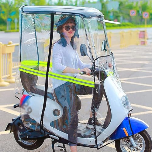 fUfIzU Parapluie pour Scooter, Auvent De Voiture À Batterie, Housse De Pluie Universelle pour Scooter, Pare-Soleil De Mobilité,Noir,A