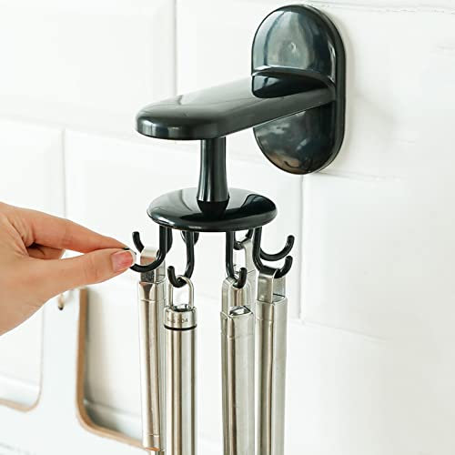 Estantes para Utensilios montados en la Pared, Estante para Utensilios de Cocina con rotación de 360 °, Soporte para Cuchara, Soporte Multifuncional para Colgar Utensilios de Cocina, para Trapos de