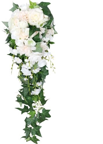 BRYER Bouquet Da Sposa Romantico, Bouquet Di Fiori Artificiali Lungo 90 Cm, Bouquet Da Sposa, Bouquet Per Sposa E Damigella D'onore, Bouquet Lungo Per Centrotavola Di Matrimonio Di Compleanno