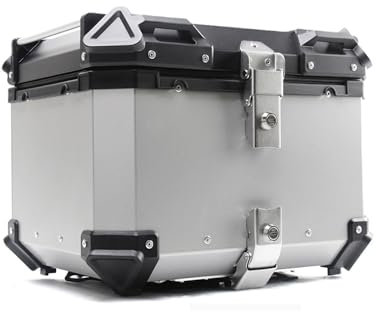 Motorrad-Topcase 28/36/45/55/65/80/100 L, Tour-Heckbox Mit Halterung Und Rückenlehne, Motorrad-Kofferraum, Dicker Aluminium-Heckgepäck-Aufbewahrungsbox Mit Sicherheitsschloss ( Color : Silver , Size :
