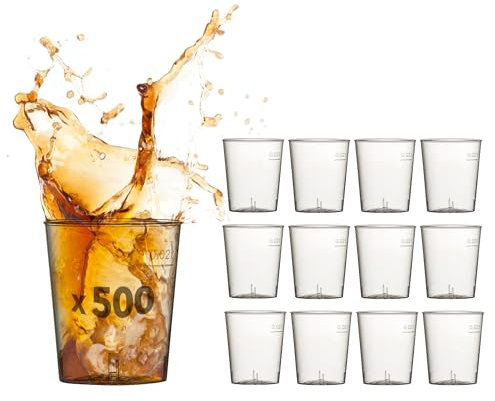 Table'Colors Pack 500 Verres Shooter - verrines 3cl Transparent Plastique Recyclable Solide Avec Marquage 2cl Idéal Pour Restaurant, Fête, Bar - Fabriqué en France Plastique Qualité Supérieure