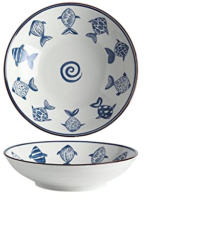 SDA287MZ Platos Llanos Platos de Cena de cerámica Pintados a Mano, Plato Hondo for el hogar, Plato de Porcelana Redondo de 8 Pulgadas, Apto for lavavajillas y Horno microondas Platos Postre(E)