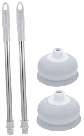CAXUSD 2pcs Professional Bathroom Plunger Set with Long Handle and Wear-resistant Rubber Cups, Stainless Steel and Pp Material, Ergonomic Design for Hotel and Home Toilet and Drain
