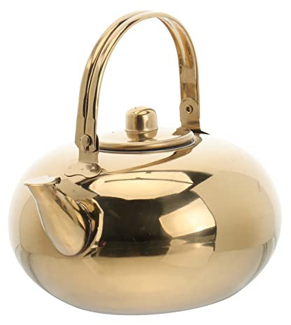Cafetière turque Théière en acier inoxydable Cafetière Bouilloire Sifflante Théière avec infuseur amovible Bouilloire à eau for cuisinière à induction Bouilloire à thé en verre dorée de 2,0 L (Couleur