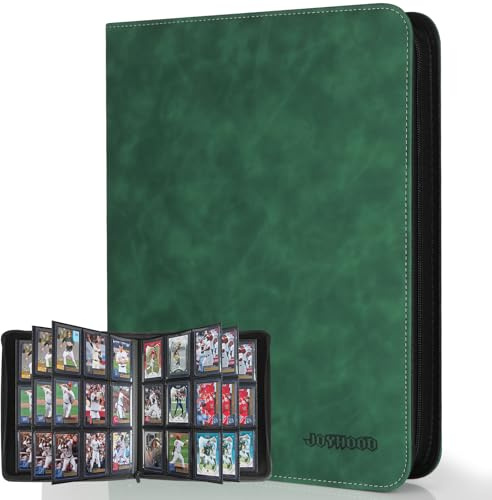 JoyHood Classeur Top Loader à 9 Pochet avec Pochettes - Peut contenir 252 Chargeurs Supérieurs - Support de Rangement Top Loader pour Cartes de Sport, Vert Foncé