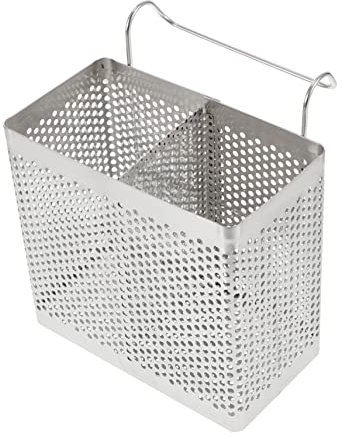 LALADEFIEE Escurridor y Drenaje Eficaz Colgante de Cubiertos de Acero Inoxidable, 2 Compartimentos, Ganchos Traseros Cocina para Cocina Organizada