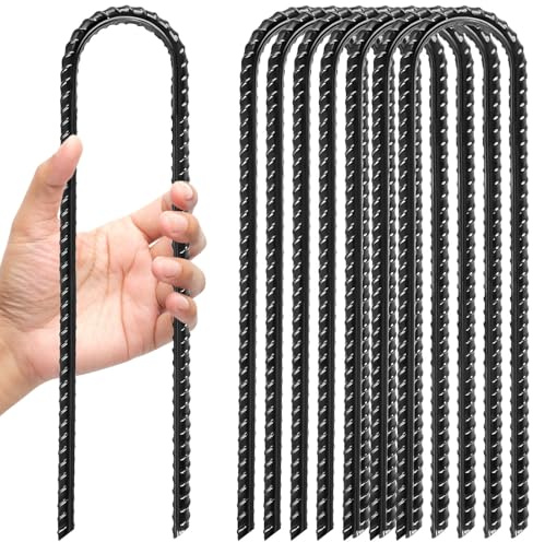 weiclianhp 8 Pièces Sardines de Fixation en Acier Galvanisé 30cm - Piquets de Tente/Sol en U Résistants avec Crochets, pour Camping, Balançoire, Auvents, Trampoline