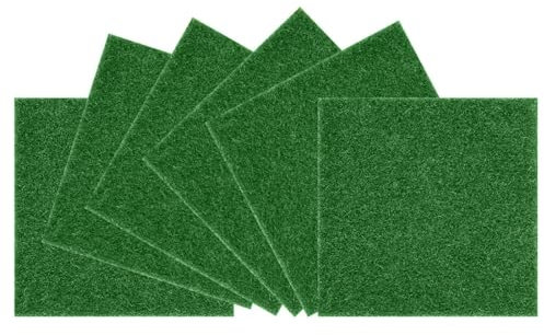 NHQZ 6 Pezzi Erba sintetica per esterno, Prato sintetico da esterno, Tappeto erba sintetica per esterno, Erba finta da esterno, Muschio finto per decorazioni, 15CM x 15CM