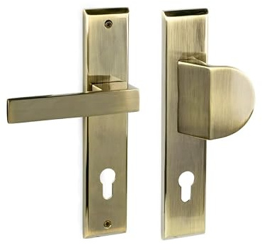 VERAMET Poignée de Porte d'Entrée avec Bouton Fixe 90 mm Plaque Longue