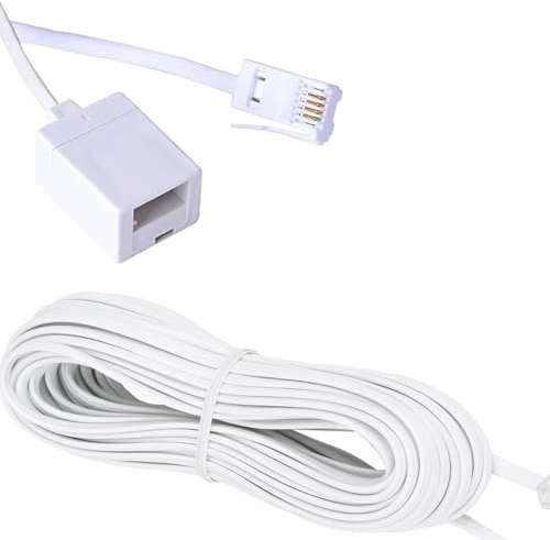 10m whtie BT to BT Extension 4 wire Flat Home Telephone Phone Cable Lead Cable Extension Cable
