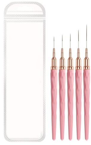 Poludatly Lot de 5 pinceaux de peinture à ongles, stylos Na-il Art, pinceau fin Na-il, outils de conception de vernis à ongles gel UV, outil de dessin pour les longues lignes