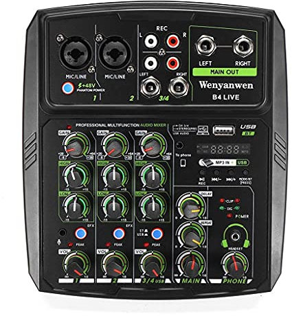 WDWDW Mixeur Audio Bluetooth Enregistrement Carte Son Téléphone Diffusion en Direct DJ Ktv 4 canaux USB/pc pour Microphone à condensateur