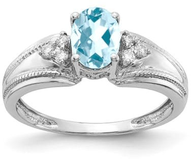 Althum Ovaler Schnitt Aquamarin Verlobungsring 925er Sterling Silber 5 x 7 mm Geburtsstein für März mit Moissanit-Ring Muttertag Schmuck Geschenk für Frauen