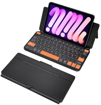 Doohoeek Tragbare Dual Bluetooth Tastatur für Tablet & Smartphone, Mini Keyboard mit verstellbarem Ständer bis 150°, Hintergrundbeleuchtung, Wiederaufladbar, Kompatibel mit iOS/Android/Windows