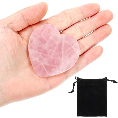 KFHENSOMR Rose Quartz Crystals 60 mm Heart Stone Large Healing Crystals Gifts for Women Natural Reiki Gemstone Polished Heart Shaped Rocks Meditation Valentines Gifts Hand-Polished