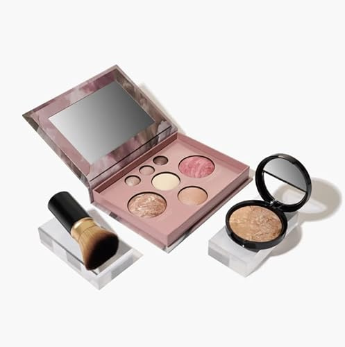 Encounter a Delicate Makeup Look and Unlock the Baked Starter Kit (3PC), The Best of the Best Baked Palette, Includes Bronzer, Blush, Kabuki Brush and Eyeshadows - Travel-Friendly (Medium)
