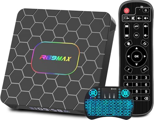CHROX Android TV Box 14.0, Rk3528 Quad-Core, Android 12 TV Box 6K Supporta 5G+2.4G Dual WiFi 3D HDR10 H.265 BT 4.0 Set-Top Box con Mini Tastiera Wireless Mini,4gb+32gb