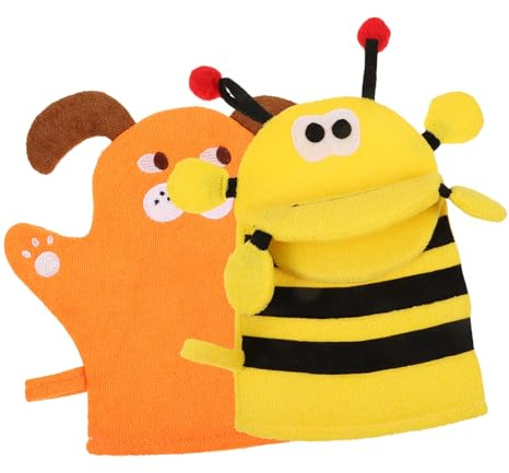 HONMEET 2pcs Boys and Girls Exfoliating Bath Gloves Body Scrubbing Mitts for Chest and Leg, Lightweight Polyester Shower Gloves No Scratch Design, for Bath and Hotel Use