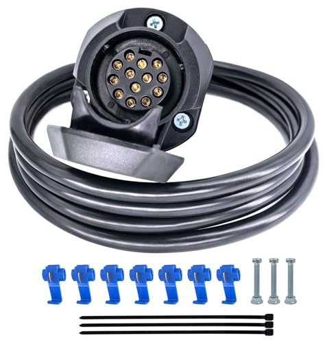 YOYOCOOL Presa per rimorchio a 13 poli con cavo da 2 m, 8 fili x 0,5 mm, gancio di traino a 13 poli per rimorchio posteriore cablaggio