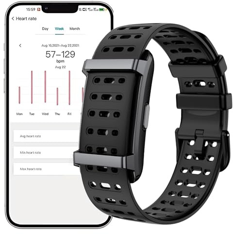 findtime Fitness Tracker Armband Aktivitätstracker ohne Display Wearable Schrittzähler Herzfrequenz Schlafmonitor Herzfrequenzmessung Wristband Nylon Smart Band Multisport-Modi Schwarz