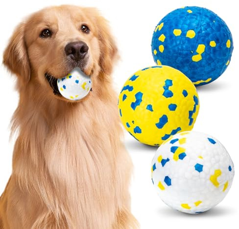 Nobleza Hundeball Unzerstörbar, 3 Stück Hundespielzeug Ball, Dauerhaftes Hundespielzeug Tennisbälle für Aggressive Kauer, Hunde Ball für Große, Mittelgroße, Kleine Hunde und Welpen, Ø 7.6cm