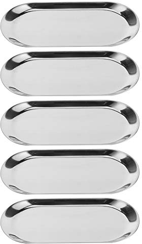 QANYEGN Dekorativ bricka i rostfritt stål, oval förvaringsfack för smycken, liten förvaringsbricka för smycken, gästhanddukar, parfymflaskor (Trumpet (silver kantlös))