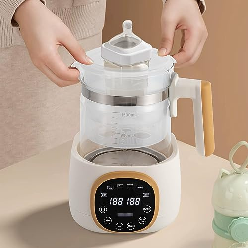 1.3L Babyflaschen Wärmer Flaschenwärmer, 600W Elektrischer Wasserkocher 72h Warmhalten, Wasserkocher Baby mit Fünfstufige Kupplung Temperatureinstellung, LED-Nachtlicht, Leise und Schnell