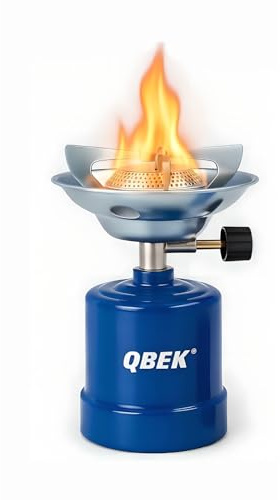 Cocina Portátil de Gas Butano, Hornillo de Camping Compacto con Control de Llama Ajustable, Quemador de Acero Inoxidable para Camping, Senderismo, Picnic y Emergencias